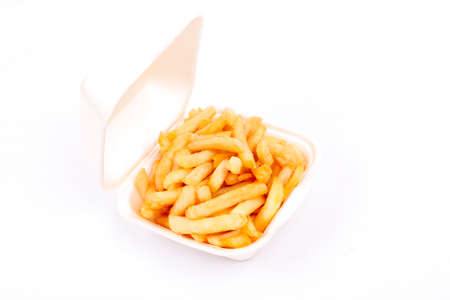 French fries take away isolated on white background