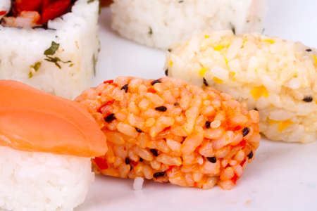 photo of shusi on a white backgraundの写真素材