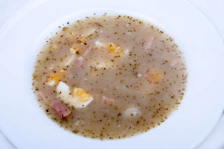 homemade traditional polish Å¼ur (sourdough soup)の写真素材