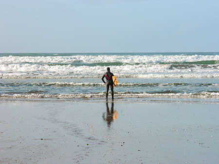 surfer front of wavesの写真素材