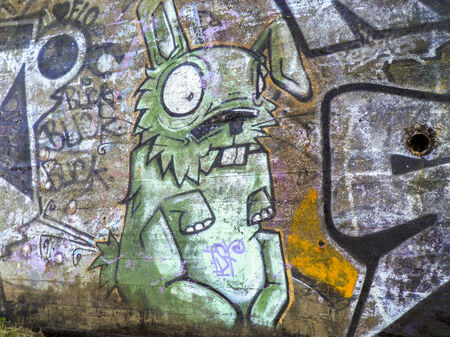 Rabbit drawing on wallのeditorial素材