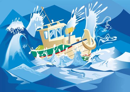 boat in seaのイラスト素材