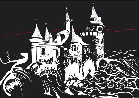 Castle in black and whiteのイラスト素材