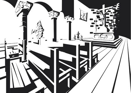 church design in black and whiteのイラスト素材