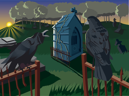 sunshine on cemeteryのイラスト素材