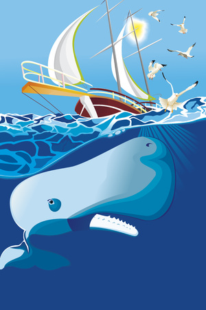 sperm whale in the sea Vector illustration.のイラスト素材