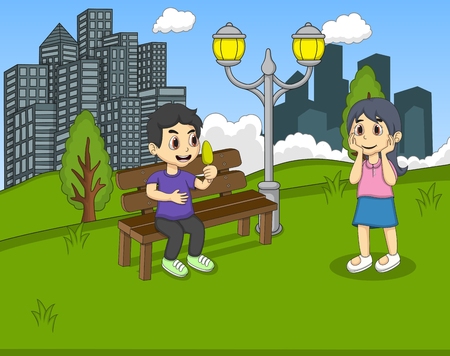 Children at the park cartoonのイラスト素材