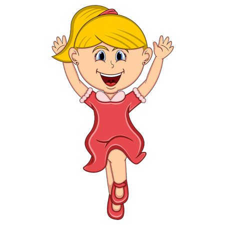 A girl jump cartoonのイラスト素材