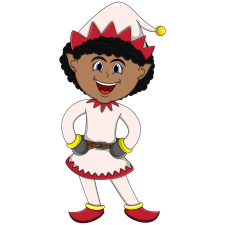 Cute christmas elf girl - cartoonのイラスト素材