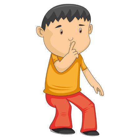 a man motioned for silence vector  cartoonのイラスト素材