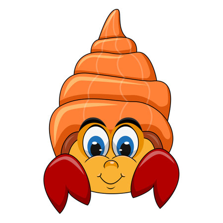 A friendly smiling orange conch cartoon vector illustrationのイラスト素材