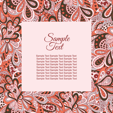 floral doodle ethnic pattern frame pastel tones for inscriptions, photo. Cards, labels, packagingのイラスト素材