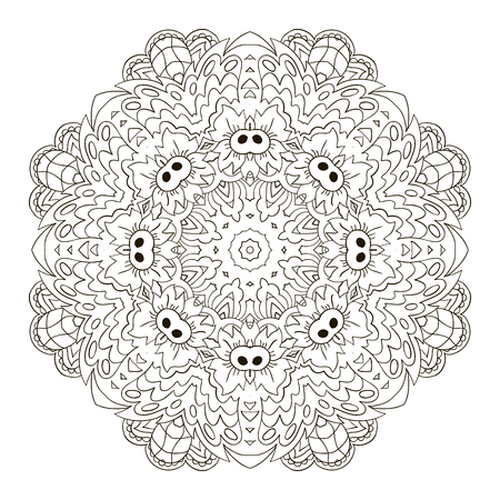 Coloring Mandala. Zentangl round ornament. Relax, meditationのイラスト素材