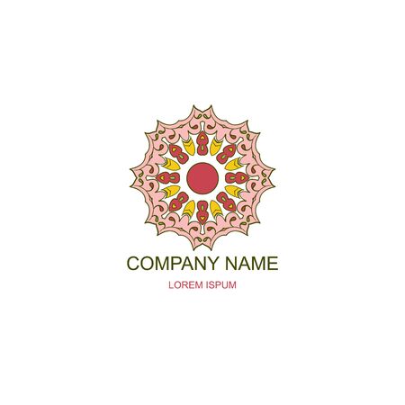 Business logo. Floral, Oriental logo. Company logo in the oriental-style. Multangular round logo, flowerのイラスト素材