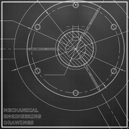 Mechanical engineering drawings. Engineering illustration. Black. Gridのイラスト素材