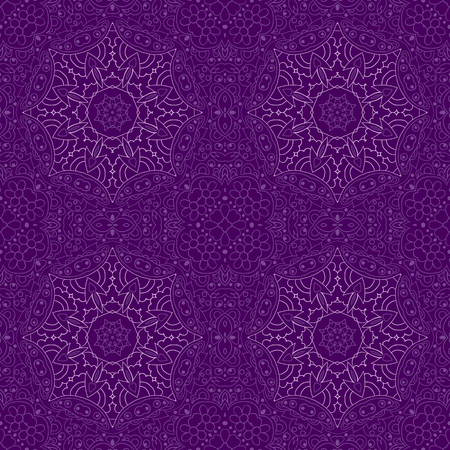 Mandala. Zentangl seamless ornament. Relax. Meditation. Violetのイラスト素材