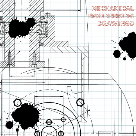 Mechanics. Technical design. Engineering style. Cover, flyer, banner. Corporate Identity. Draft. Black Ink. Blotsのイラスト素材
