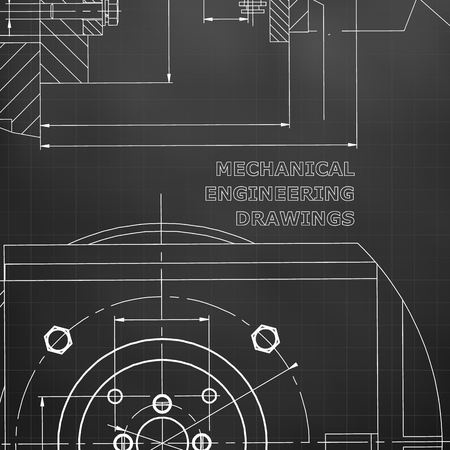 Mechanics. Technical design. Engineering style. Mechanical. Corporate Identity. Black background. Gridのイラスト素材
