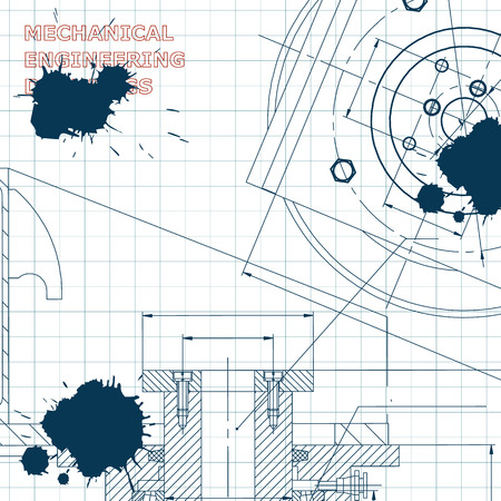 Mechanics. Technical design. Engineering style. Mechanical instrument making. Cover, flyer banner Draft Ink Blotsのイラスト素材
