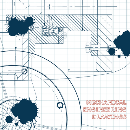 Backgrounds of engineering subjects. Technical illustration. Mechanical engineering. Technical design. Draft. Ink Blotsのイラスト素材