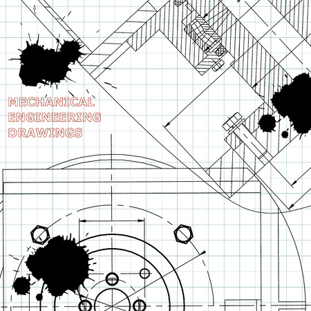 Mechanics. Technical design. Cover, flyer, banner. Corporate Identity. Draft. Black Ink. Blotsのイラスト素材