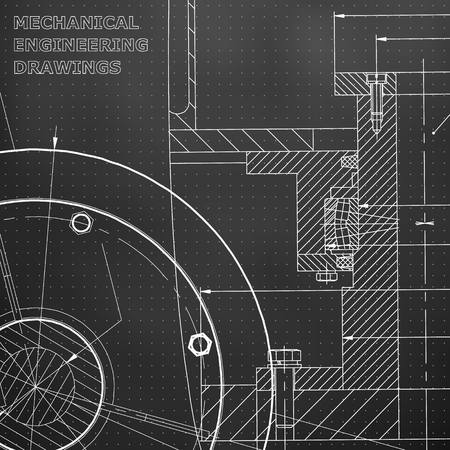 Backgrounds of engineering subjects. Technical illustration. Mechanical engineering. Black background. Pointsのイラスト素材