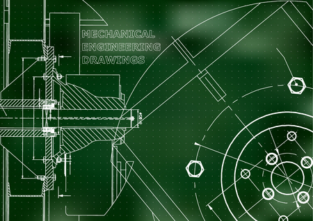 Technical illustration. Mechanical engineering. Green background. Pointsのイラスト素材
