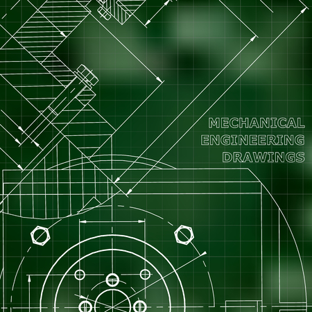 Mechanics. Technical design. Engineering. Mechanical Corporate Identity. Green background. Gridのイラスト素材