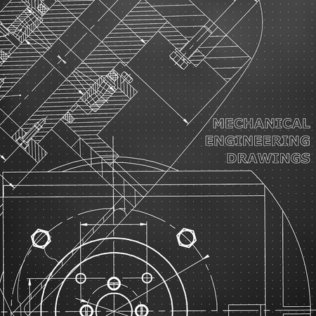 Mechanics. Technical design. Engineering style. Mechanical. Cover, flyer, banner. Corporate Identity. Black background. Pointsのイラスト素材