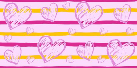Seamless pattern. Horizontal stripes. Vector abstract hand drawing with stripes of acrylic paints...
