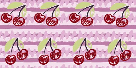 Seamless pattern. Horizontal stripes. Vector abstract hand drawing with stripes of acrylic paints and brushes. Geometric texture, background, textile, wallpaper. Cherryのイラスト素材