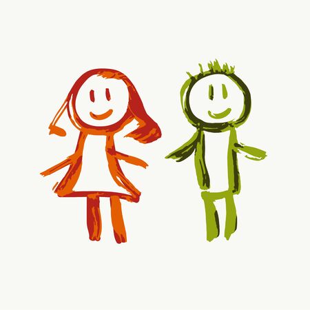 Creative illustration, acrylic paints. Male and female public washroom door lavatory. Ladies and gents restroom or woman and man bathroom. Concept sanitary icon vector pictogramのイラスト素材