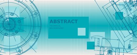 Mechanical engineering drawing. Abstract drawing. Engineering technological wallpaperのイラスト素材