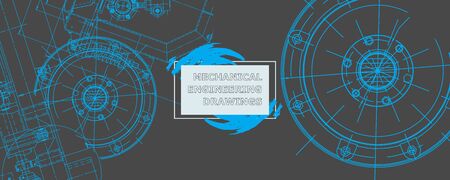 Mechanical engineering drawing. Abstract drawing. Engineering technological wallpaperのイラスト素材