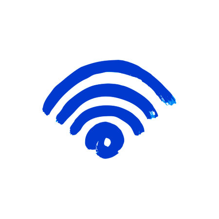 Hand drawing paint, brush drawing. Isolated on a white background. Doodle grunge style icon. Outline, line icon, cartoon illustration. Wi-Fi Iconのイラスト素材