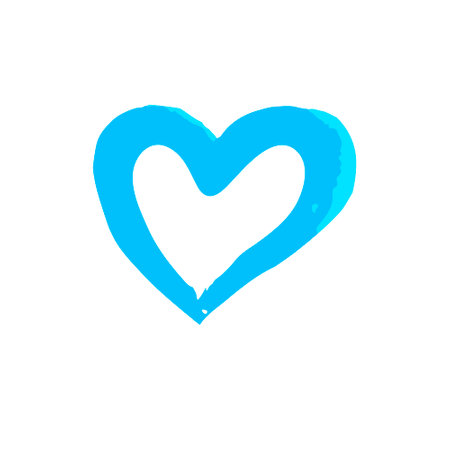 Sticker, pin. Romantic icon, heart. Hand drawing paint, brush drawing. Isolated on a white background. Doodle grunge style icon. Outline cartoon illustrationのイラスト素材