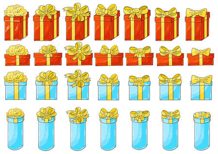 Set of gifts in hand draw style. Collection of cute vector illustrations for your designのイラスト素材