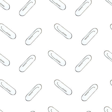 Vector Seamless pattern on a white background. Cartoon medical drugs in hand draw style. Background for packaging, advertising of tabletsのイラスト素材