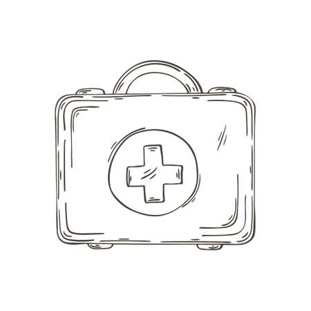 Contour Medical icon. Vector illustration in hand drawn style. Image isolated on white background. Medical instrument. Ointmentのイラスト素材