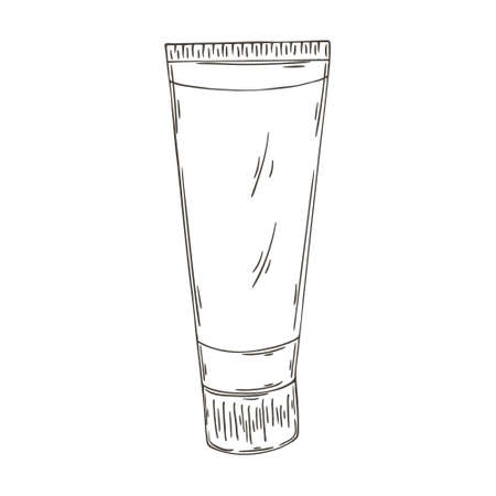 Contour Medical icon. Vector illustration in hand draw style. Image isolated on white background. Medical instrument. Toothpasteのイラスト素材