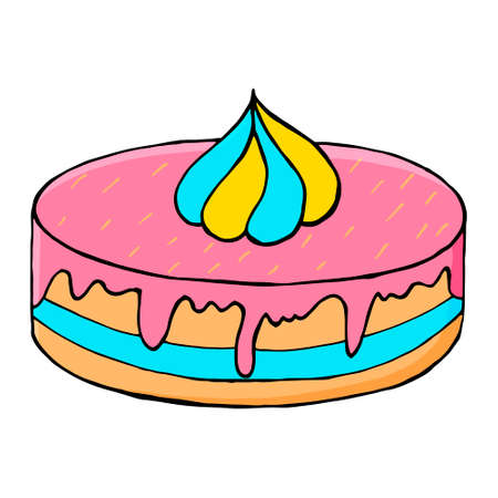 Cupcake linear icon with flower, muffin in hand draw style. Vector illustration for your design....