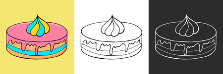 pattern with sweet pastries. Vector illustration. Cute muffins, cupcakes with a flower. Texture for fabric, wrapping, wallpaperのイラスト素材