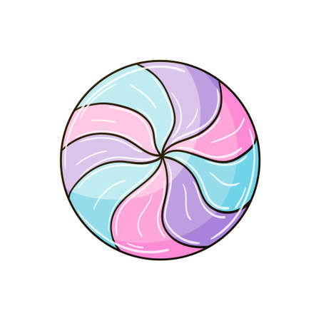 Sweet dessert, graphic element for your design. Vector illustration in hand draw style. Icon, pin, sticker, sign. Ice cream in a waffle cupのイラスト素材