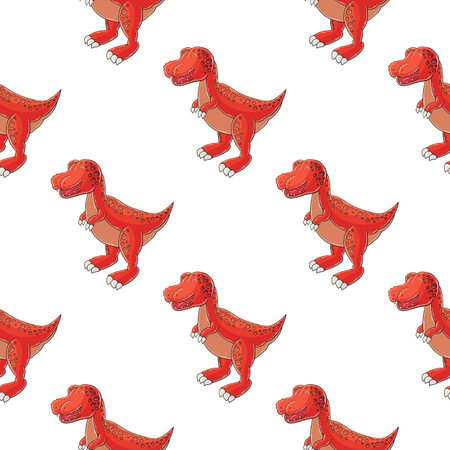 Cute funny kids dinosaur pattern. Tyrannosaurus. Colorful dinosaur vector background. Print for cloth design, textile, fabric, wallpaper, wrappingのイラスト素材