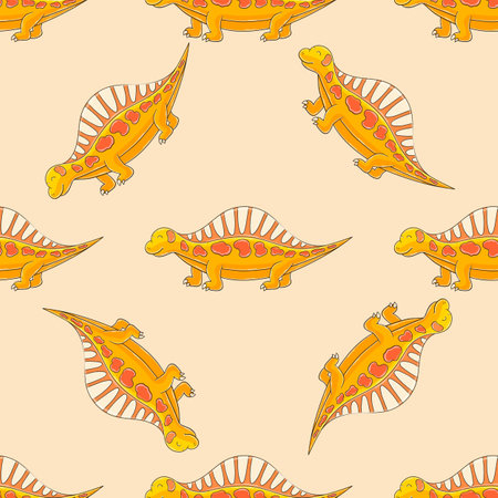 Cute funny kids dinosaurs seamless pattern. Dinosaurs of the Jurassic period. Print for cloth design, textile, fabric, wallpaper, wrappingのイラスト素材