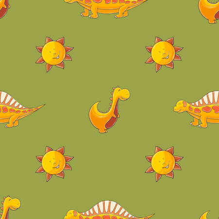 Cute funny kids dinosaurs seamless pattern. Print for cloth design, textile, fabric, wallpaper, wrappingのイラスト素材