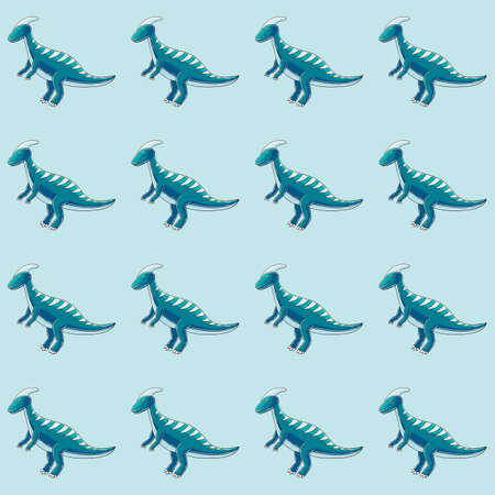 Hand drawn cute dinosaurs seamless pattern. Dinosaur background in blue palette. print for designのイラスト素材