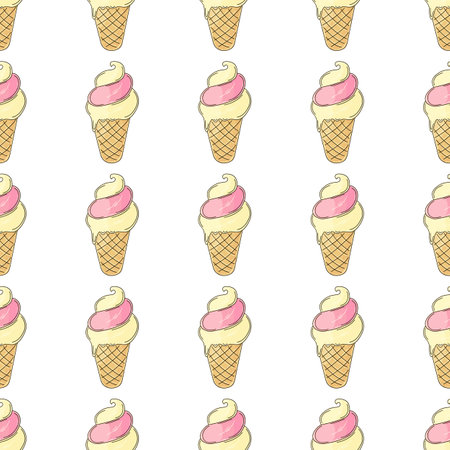 Berry ice cream. Ice cream seamless pattern. Cute summer pattern. Print for cloth design, textile, fabricのイラスト素材