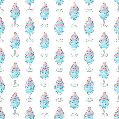 Cute pattern with cold dessert. Ice cream cocktails seamless pattern. Print for cloth design, textile, fabric, wallpaper, wrapping paperのイラスト素材
