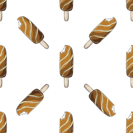 Cute ice cream seamless pattern. Wonderful bright pattern with cold chocolate dessert. Summer. Print for cloth design, textile, fabric, wallpaper, wrappingのイラスト素材